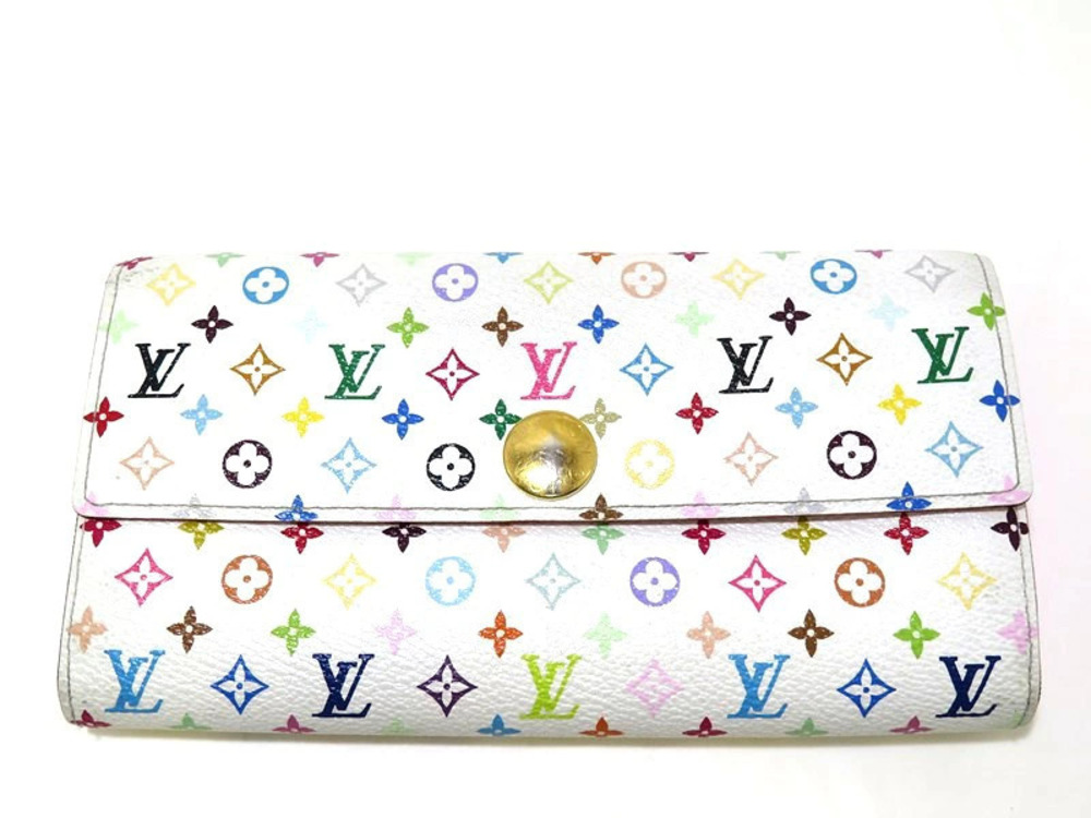 LOUIS VUITTON Multicolor Blanc White Portefeuille Sarah Long Wallet